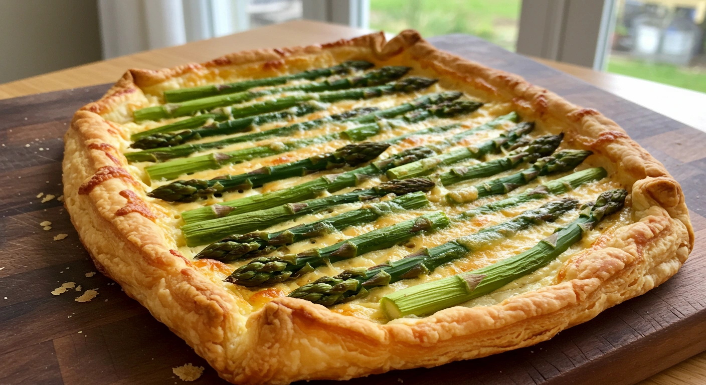 Golden Asparagus and Gruyère Tart with Buttery Puff Pastry - tertiary view